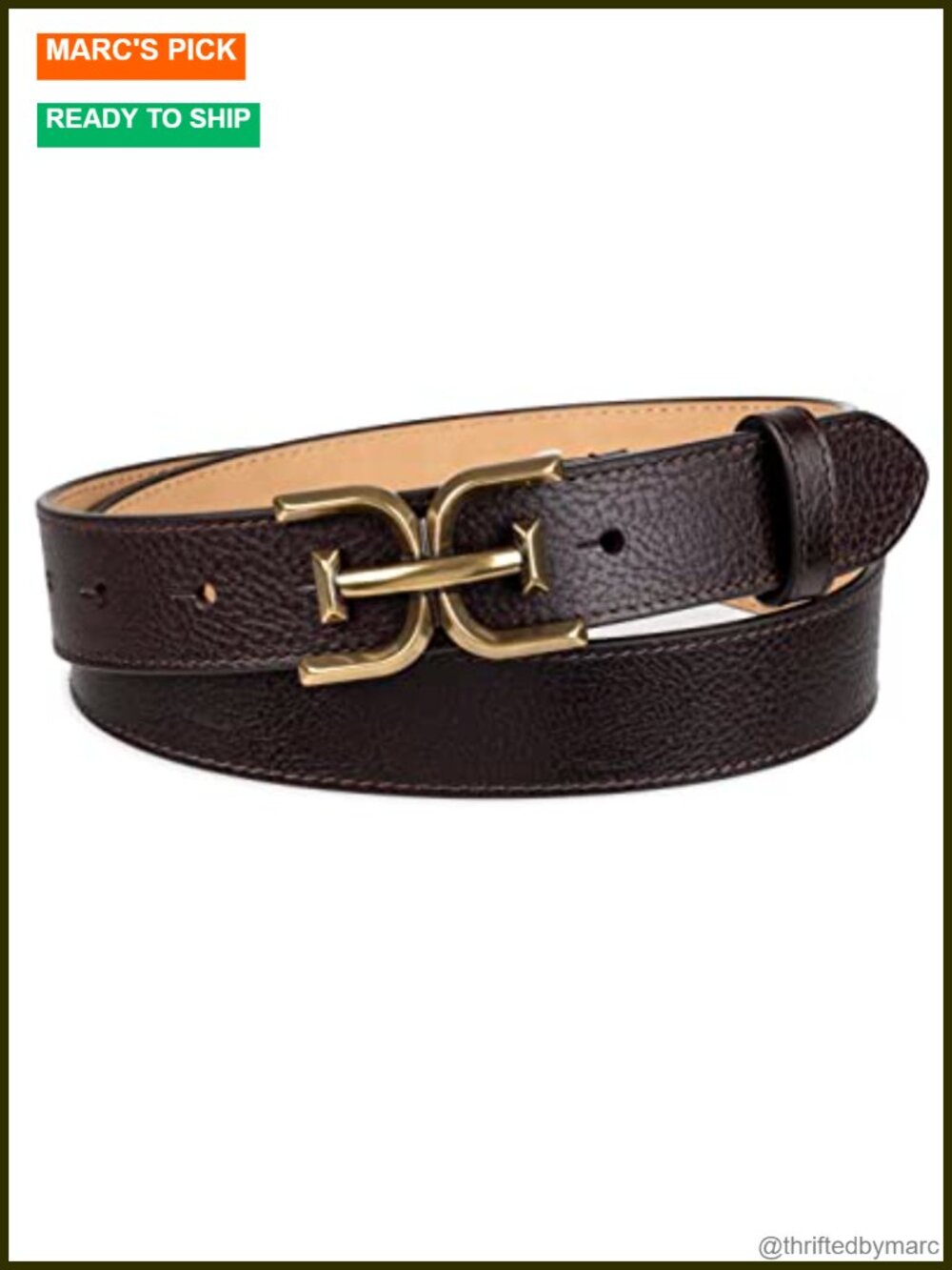 Double-E Plaque Buckle Slim Textured Belt for Jeans & Dresses